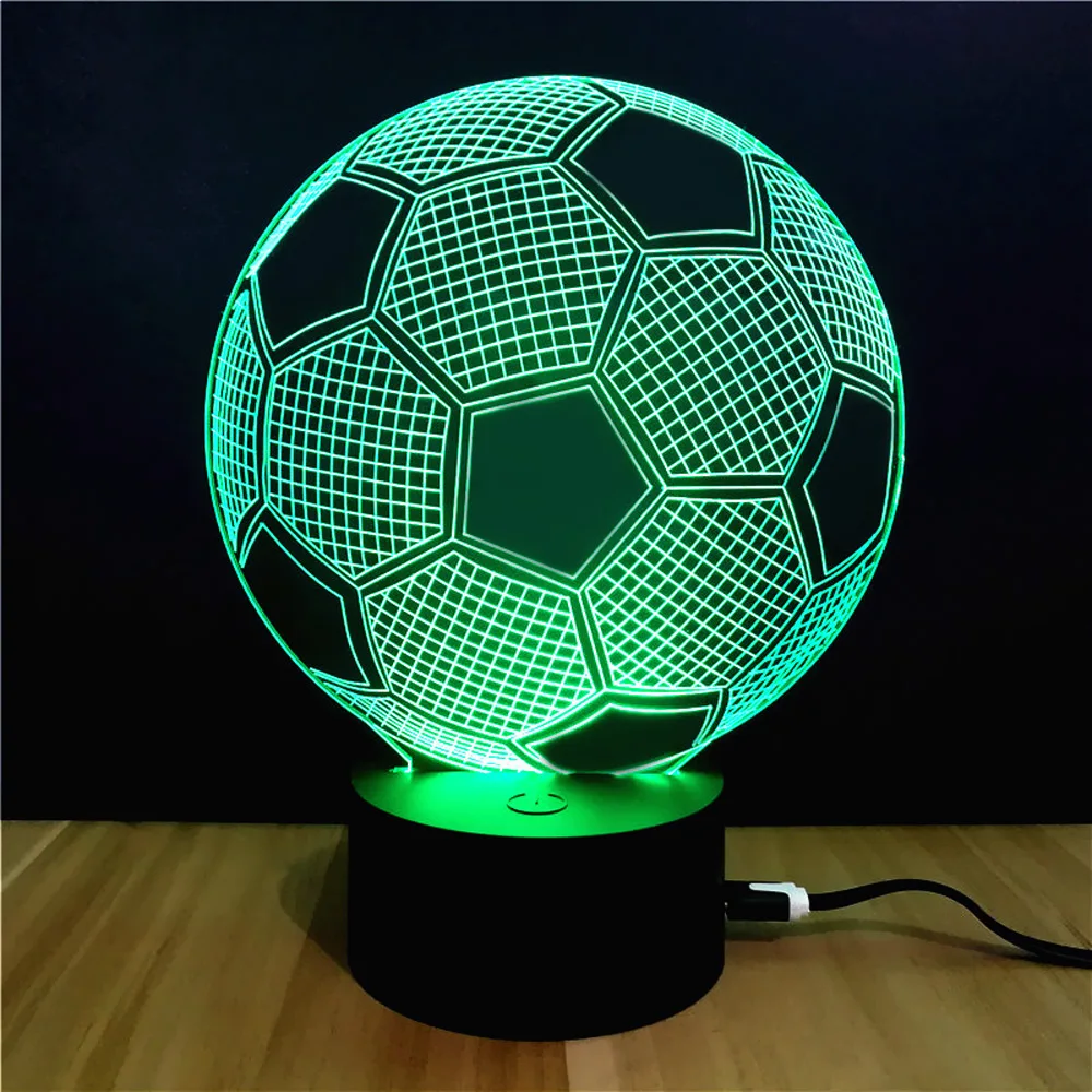 Football Shaped 3D Night Light Colorful 7 Color Change USB LED Desk Lamp Home Decor Lighting