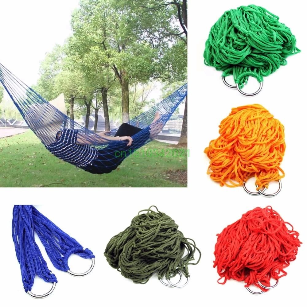 

Portable Nylon Hammock Hanging Mesh Sleeping Bed Swing Outdoor Travel Camping