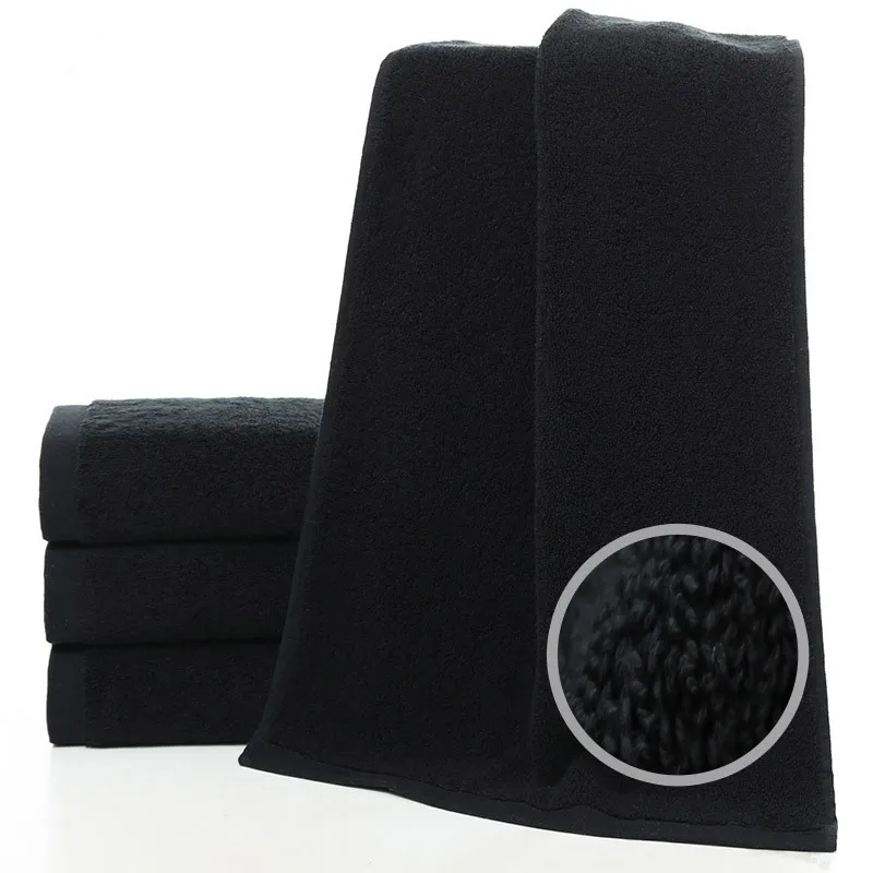 

New Black towel set 100% cotton Soft Breathe Freely home Bath towel + wash towel 2pcs/set high quality hotel face beach towels