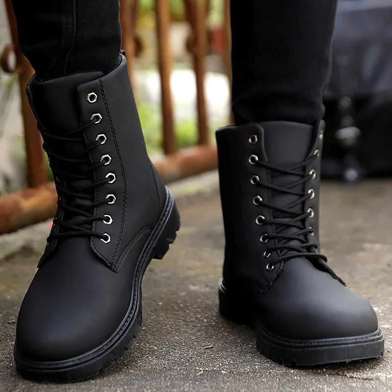 

Men boots zipper short plush snow bootsfor men round toe wear-resistant non-slip martin boots 2018 fashion autumn