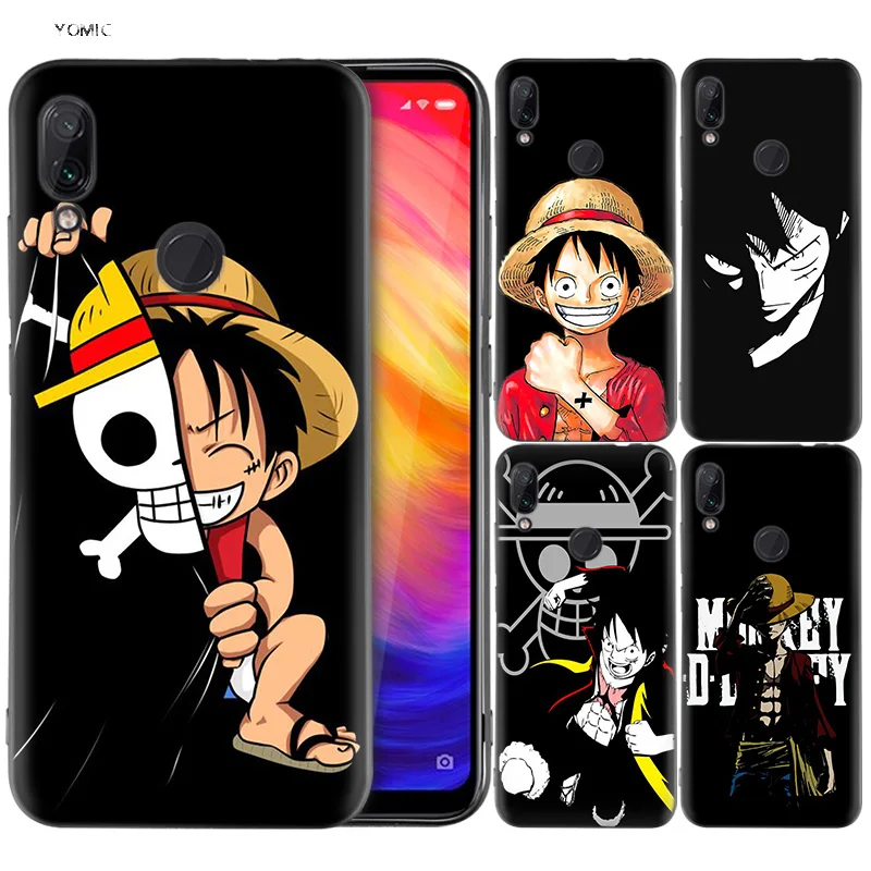 

Silicone Coque Case for Xiaomi Redmi Note 7 6 5 Pro Mi A1 A2 8 Lite 9 GO Poco F1 S2 4 4X Plus One Piece Dark Black