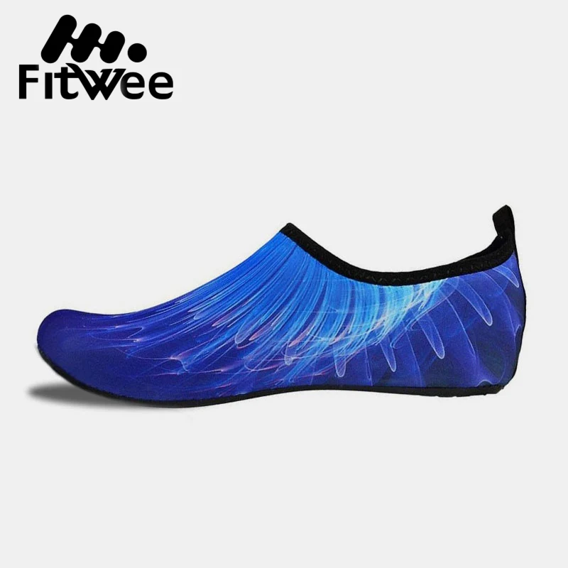 FitWee زائد حجم 36-48 زوجين الأزرق اللون اليومية الصيف الشاطئ المنبع أحذية مريحة تصفح الأحذية انخفاض الشحن رياضية