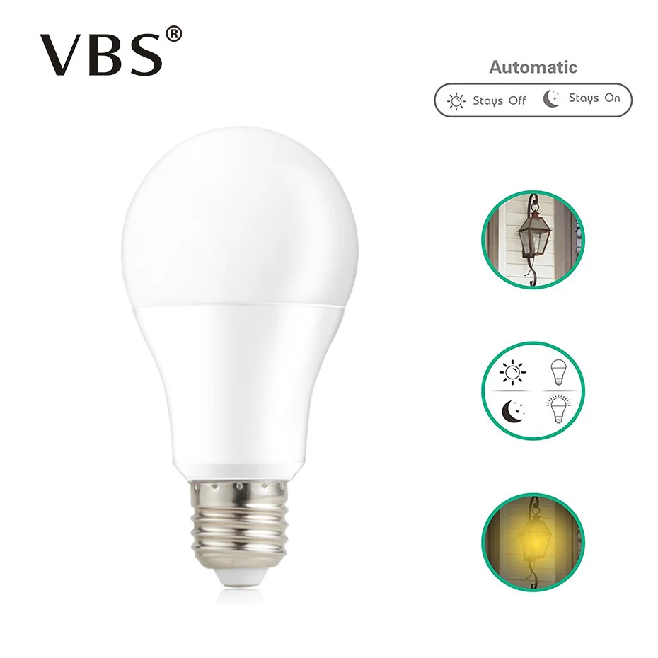 

220V E27 12W Dusk to Dawn Light Bulb 7W B22 Smart Light Sensor LED Bulbs Automatic Indoor/Outdoor Lighting Lamp For Porch Garage