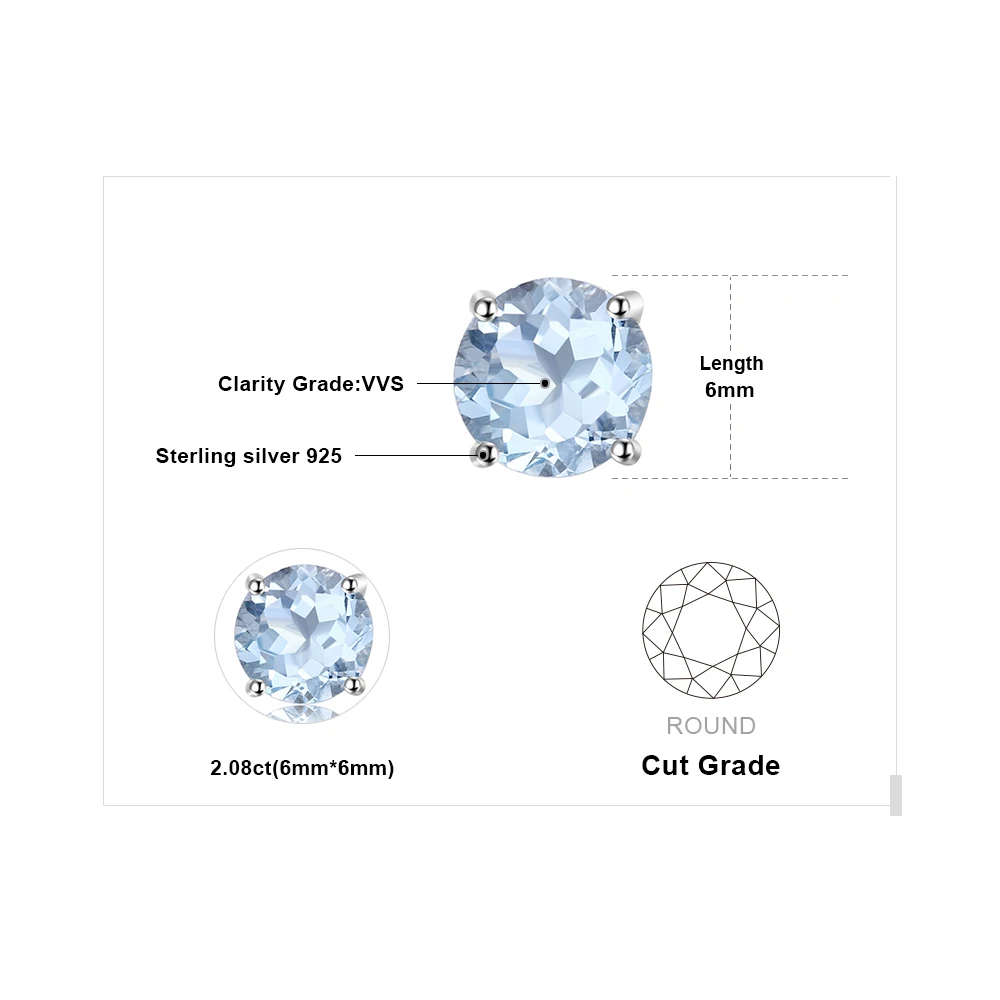 JewelryPalace 2ct натуральная голубой топаз серьги гвоздики 925 стерлингового серебра для