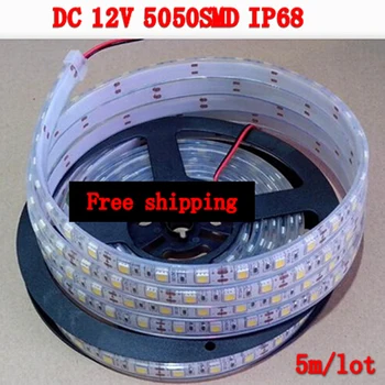 

5m 300LED 12V 5050 SMD flexible Waterproof(IP68) LED light strip,60LED/m Cold white,White warm free shipping