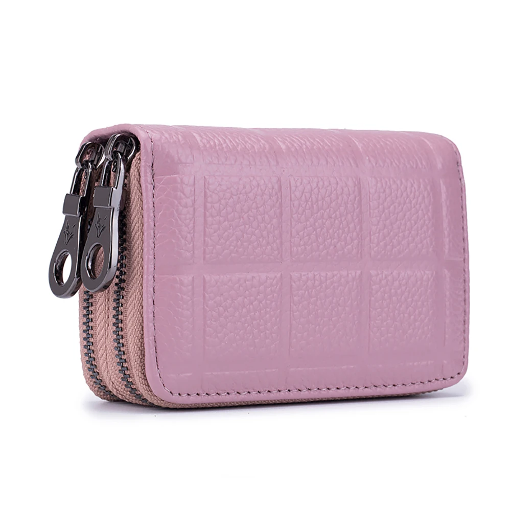 Бизнес-держатель для карт женский бумажник с отделениями для карт из натуральной кожи Rfid водительские права сумка для путешествий кредитный кошелек портмоне чехол - Цвет: pink