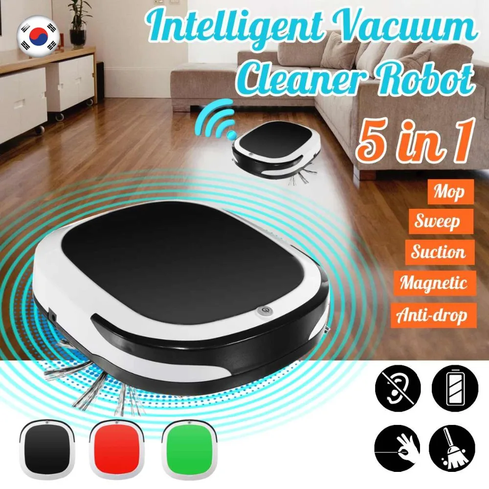 

Finether New Rechargeable 5 In 1 Intelligent Robot Vacuum Cleaner Robot Sweeping Machine 1800pa Low Noise for Home Office