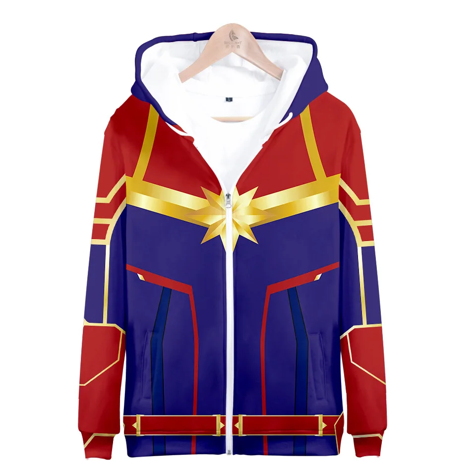 

Hot Sale New Captain marvel Captain America Marvel avengers Hooded Zipper Men superman Masked Hoodie Cosplay Sweatshirt Jacket