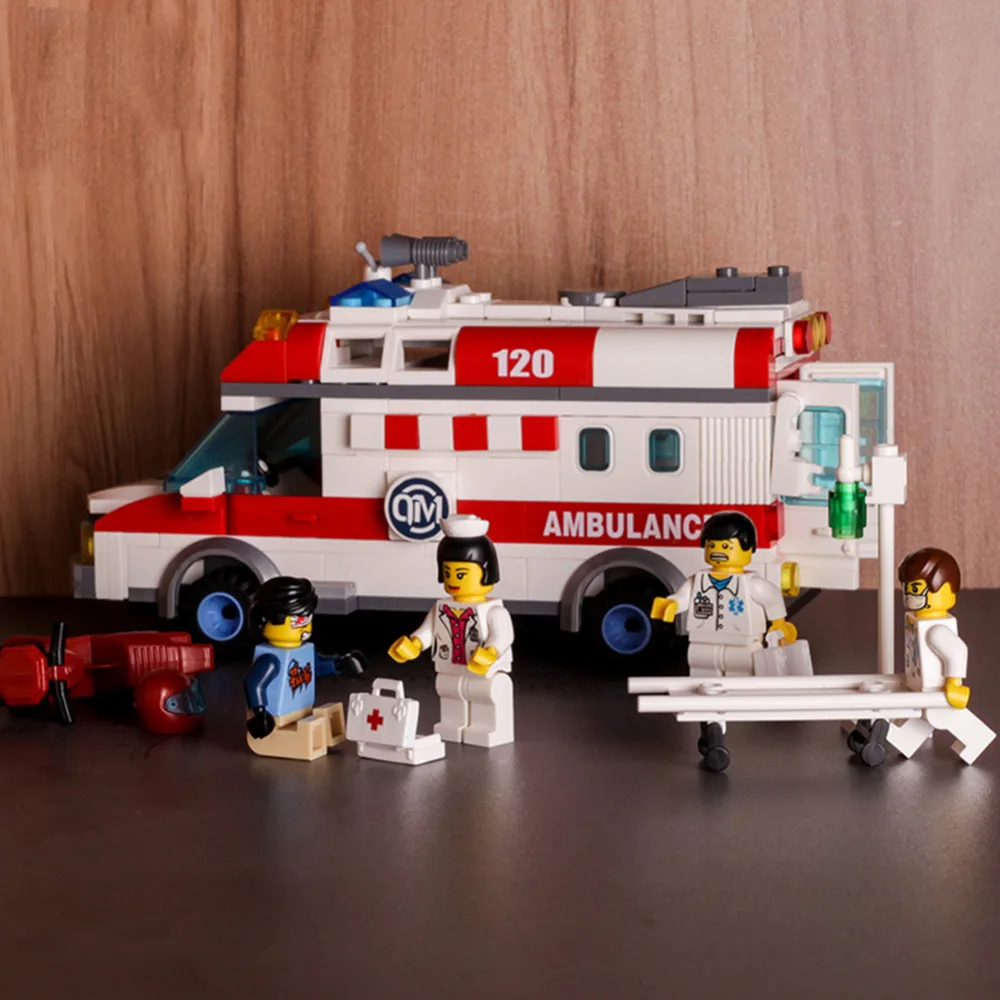 

Toy Ambulance Gurney Block 328pcs Educational DIY Construction Bricks Ambulance Set With Role Dolls Compatible Legoelied Lepin