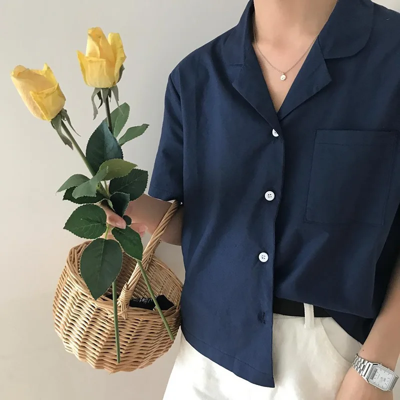  Fashion Women Solid Loose Short Sleeve Casual Blouse women's shirt blusas harajuku womens tops and 