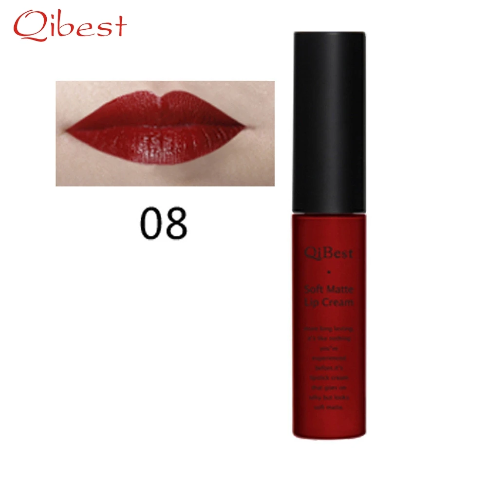 

QiBest maquiagem Soft Dull Fluid Lipstick Vintage Long Lasting Lip Gloss Batom Liquido Waterproof Matte For Lip Dropship