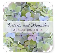 1 5inch Pastel Hydrangeas Square Wedding Favor Label Square Sticker