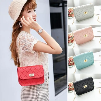 

Women's PU Leather Small Crossbody Handbag Purse Bag with Chain Shoulder Strap