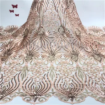 

Most popular Heavy French Dress Tulle Lace Latest Green/Gold African Sequin Embroidered Net Lace 2019 Luxury Wedding Lace Fabric