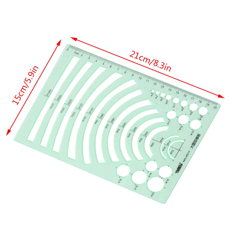 

Plastic Students Rectangle Shape Green Drawing Circle Template Geometric Ruler