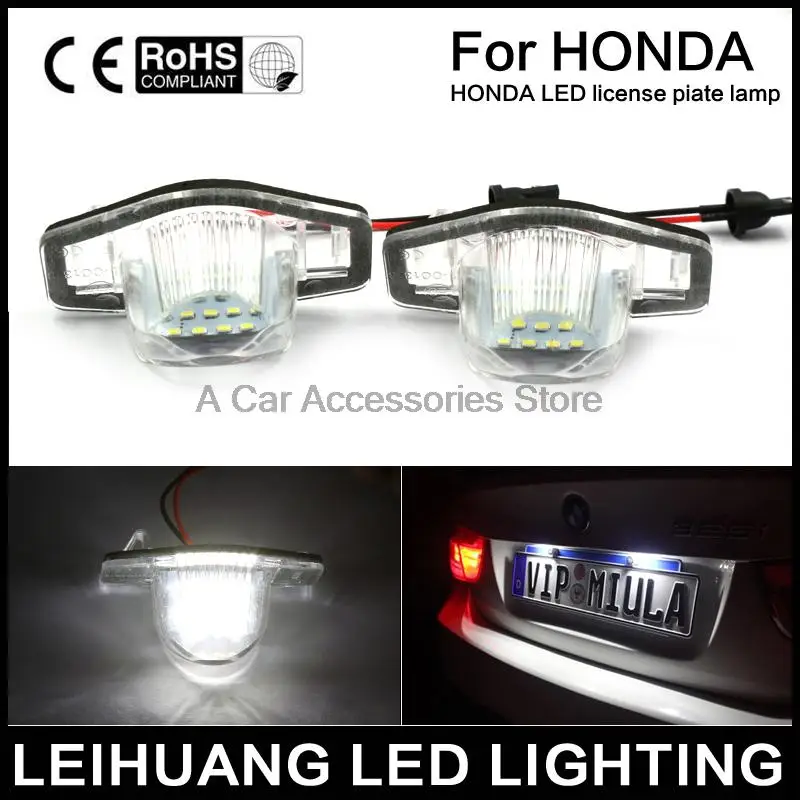 2x LED License Plate Light OEM Replacement Kit USE Fit FOR Honda CRV Fit Jazz Crosstour 12Vin