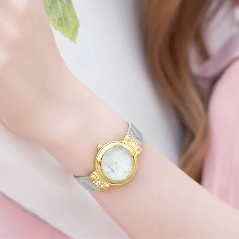 KIMIO Retro Unique Watch Women Mesh Stainless Steel Bracelet Diamond Gold Quartz Woman Watches 2018 Brand Luxury Dropshipping