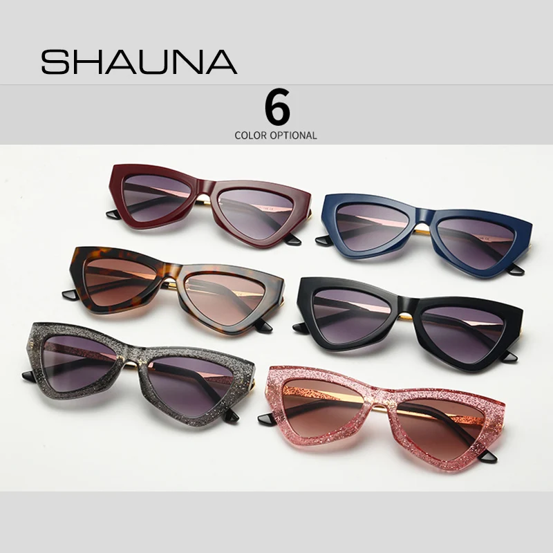 Женские солнцезащитные очки бабочки SHAUNA блестящие брендовые дизайнерские в