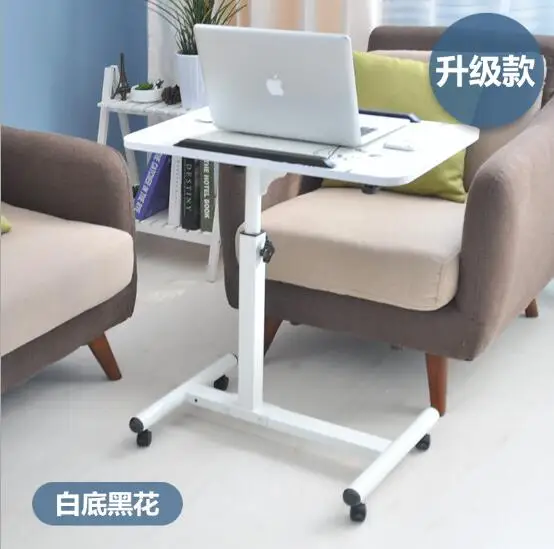 Movable Computer Desk Adjustable Laptop Desk Lazy Desk Bedside Lifting Table For Bed Sofa - Цвет: Upgrade M White