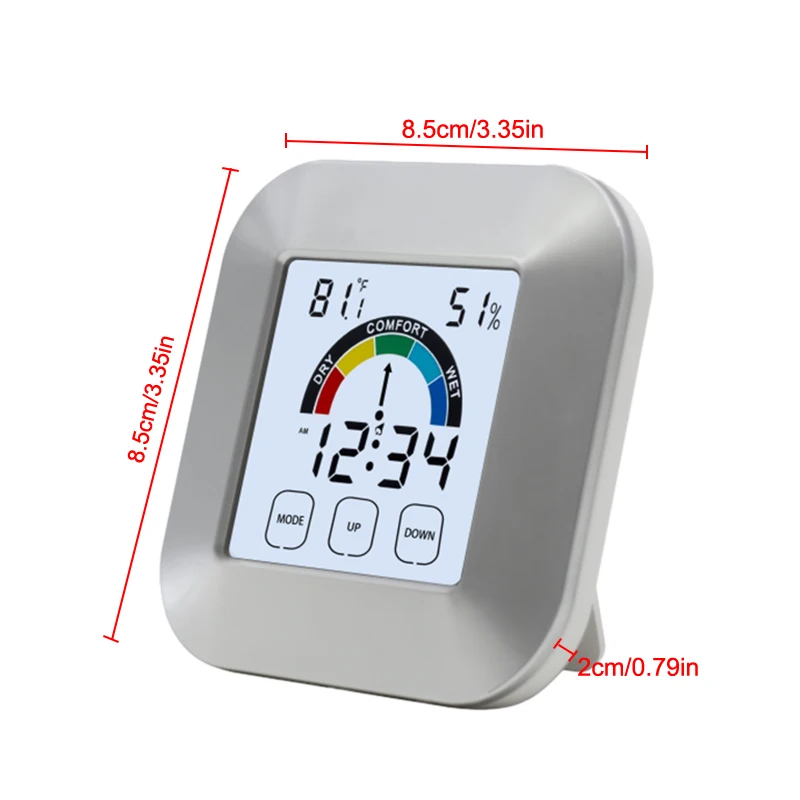 Крытый термометр гигрометр электронный сенсорный тип погодные часы комфортный индикатор термометр без батареек