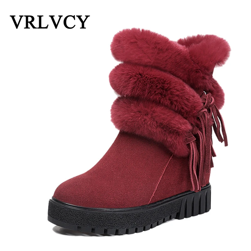 

Autumn and winter new comfortable slim snow boots rex rabbit real short boots thick bottom Korean cotton shoes women's boots