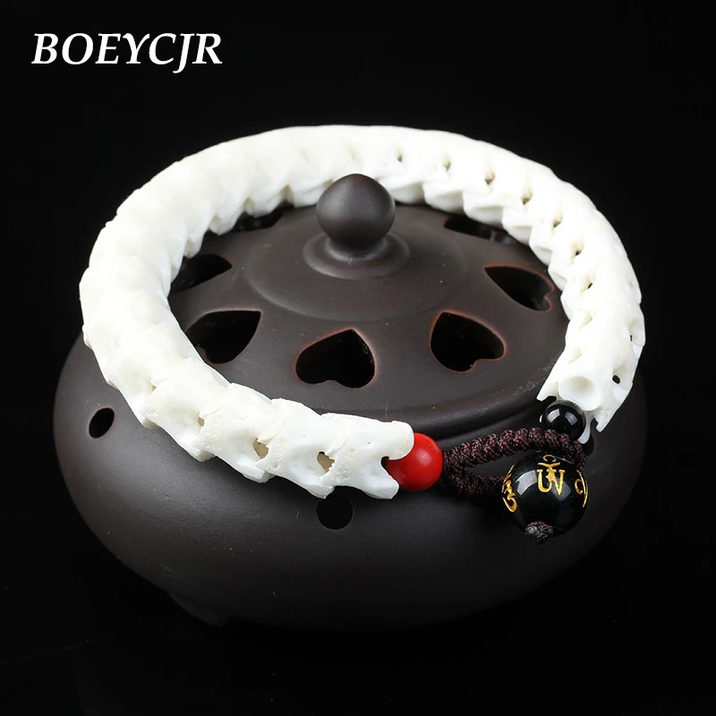 

BOEYCJR 100% Thailand Natural Snake Bone Bangles & Bracelets Vintage Jewelry Energy Bracelet For Women or Men Ethnic Gift 2019
