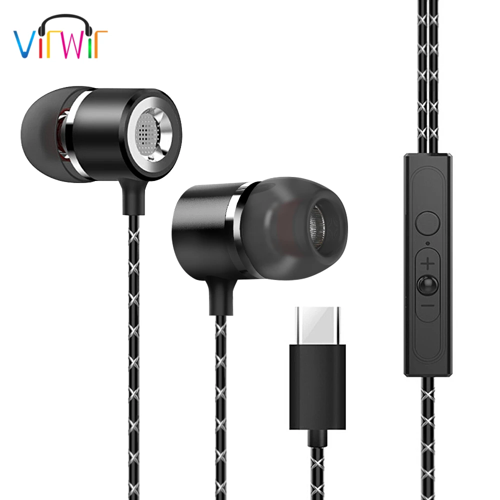 

VirWir Type-C In Ear Earphone USB Earbuds Wired Control with Mic For Huawei P20 Xiaomi mi 6 LeEco Le 2 USB Type C jack Earphone