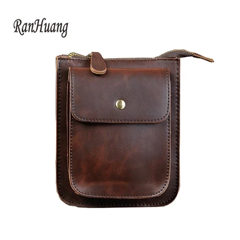 

RanHuang New 2020 Men Vintage Shoulder Bags High Quality Crazy Horse Leather Bag Men's Small Crossbody Bag Black and Brown Color