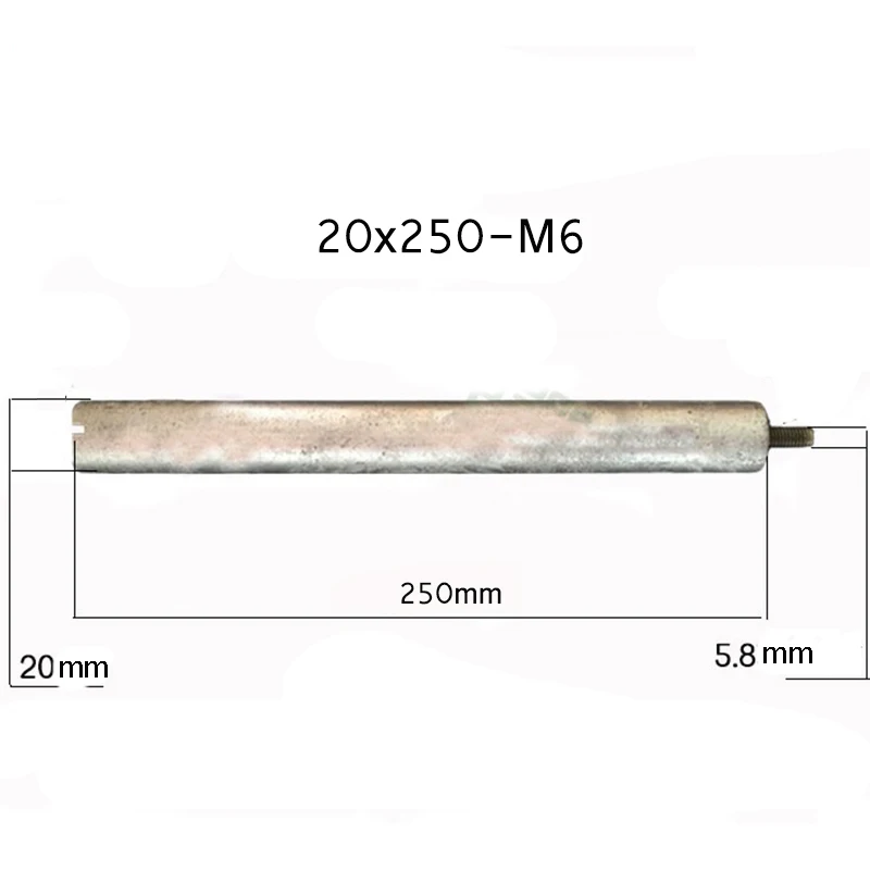 20*250mm-M6 магниевый анодный стержень для солнечных систем водонагревателя с 1 "медной гайкой