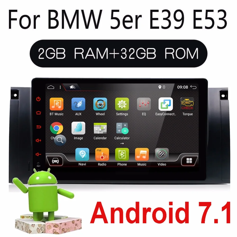 

bosion 9" car radio GPS Navigation autoradio Android 7.1 Quad Core 2G RAM Aux for BMW E39 E53 X5 M5 E38 RADIO Elm327 sopported
