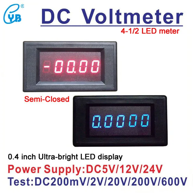

YB5145A LED Digital Voltage Meter 4 1/2 DC mini Voltmeter car DC 200mV/2V/20V/100V/200V/600V 12V 24V 4.5 Volt Panel Meter Tester