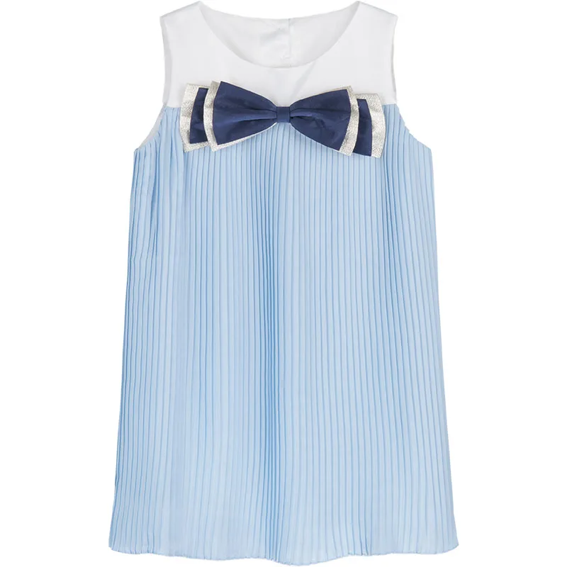

Brand Girls' Wear Royal Style Pleated Chiffon Handmade Bow Cute High Breasted Doll Dress