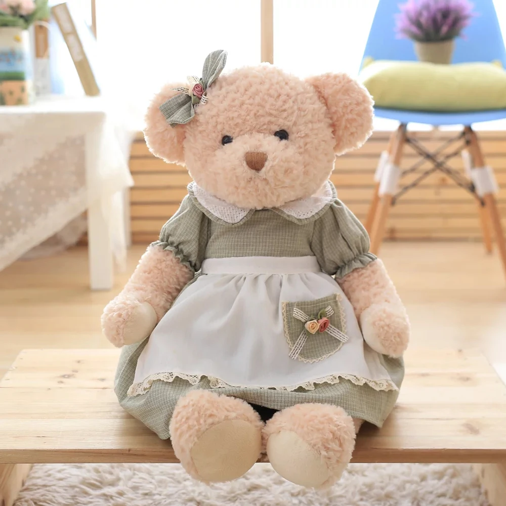 Пастырской страна Наряжаться плюшевый мишка кукла, пара Teddy Bear плюшевые игрушки, ретро; Сельский плюшевый мишка кукла