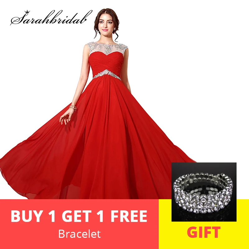 red and silver gown