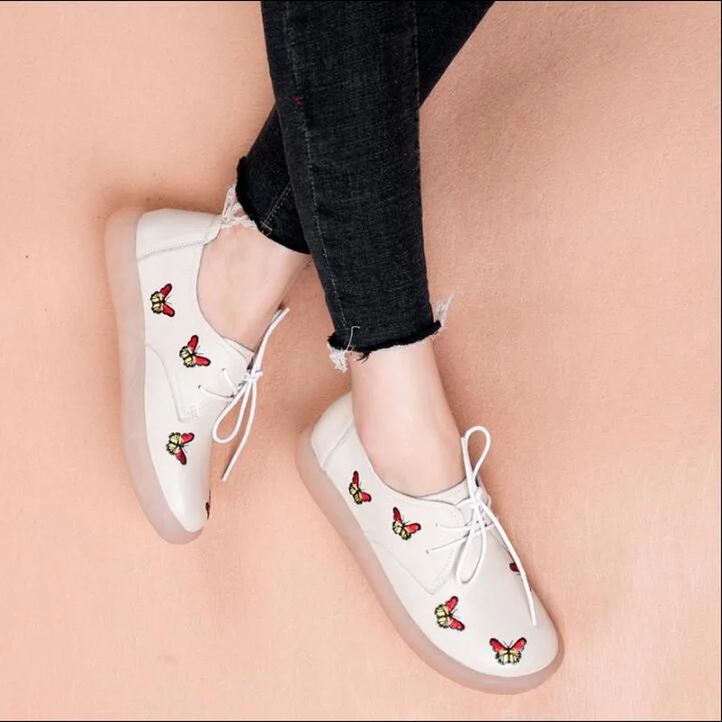 19 frühjahr neue starke untere nicht-slip Oxford schuhe Aus Echtem Leder casual faul schuhe bequem flache stickerei Literarischen Kuh leat