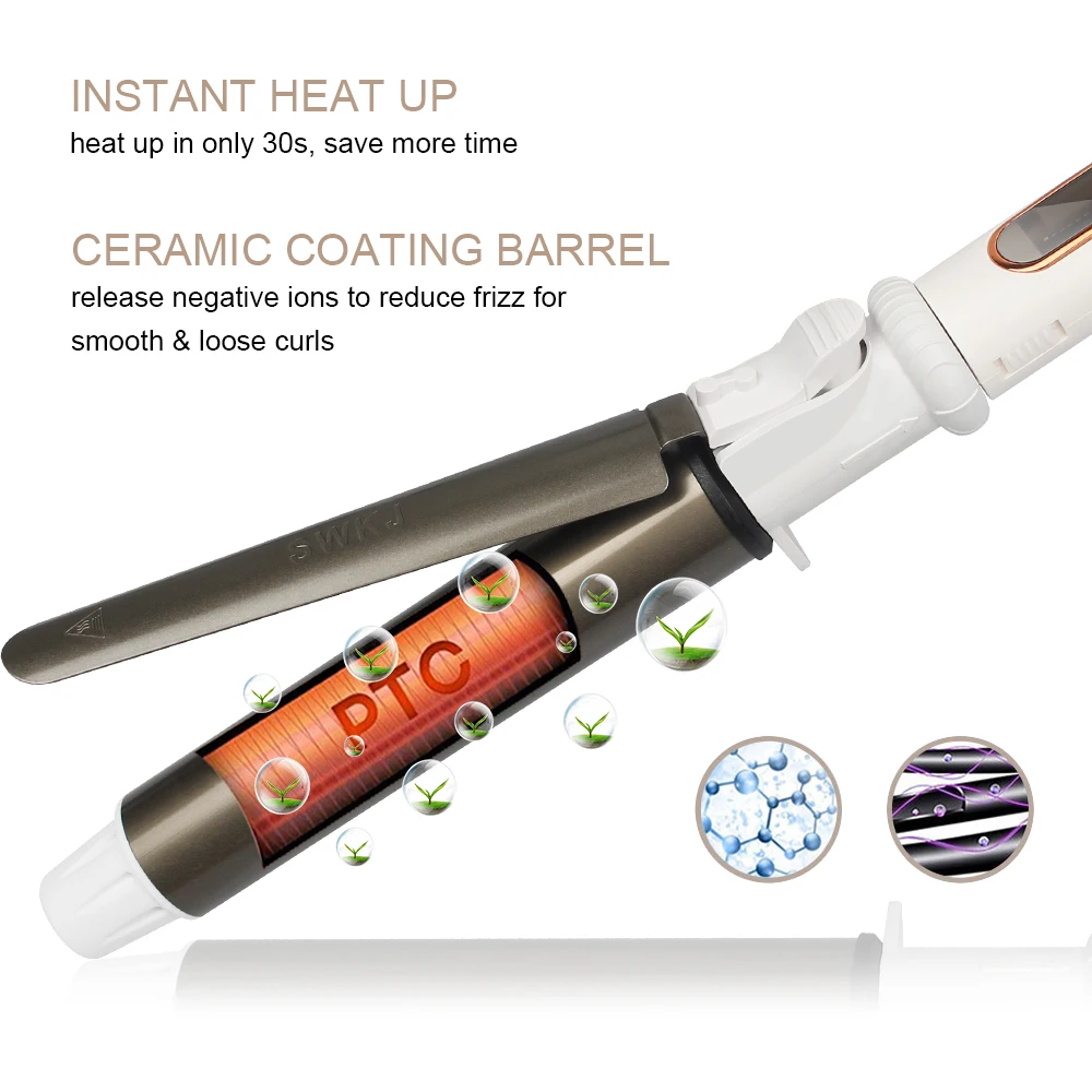 Hair Tools Hair Curler Ushow Curling Iron with Tourmaline Ceramic Technology and Digital Controls with Heat Resistant Silicone Mat