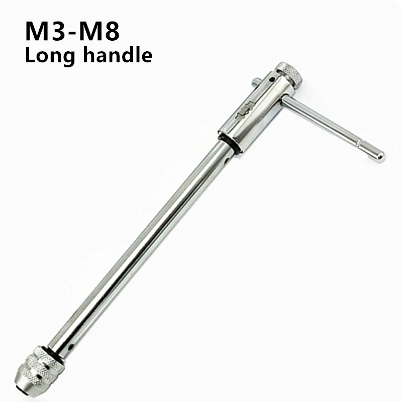 

Adjustable ratchet screw tap wrench holder tool M3-M8 with extension rod long handle tapping or threading tools