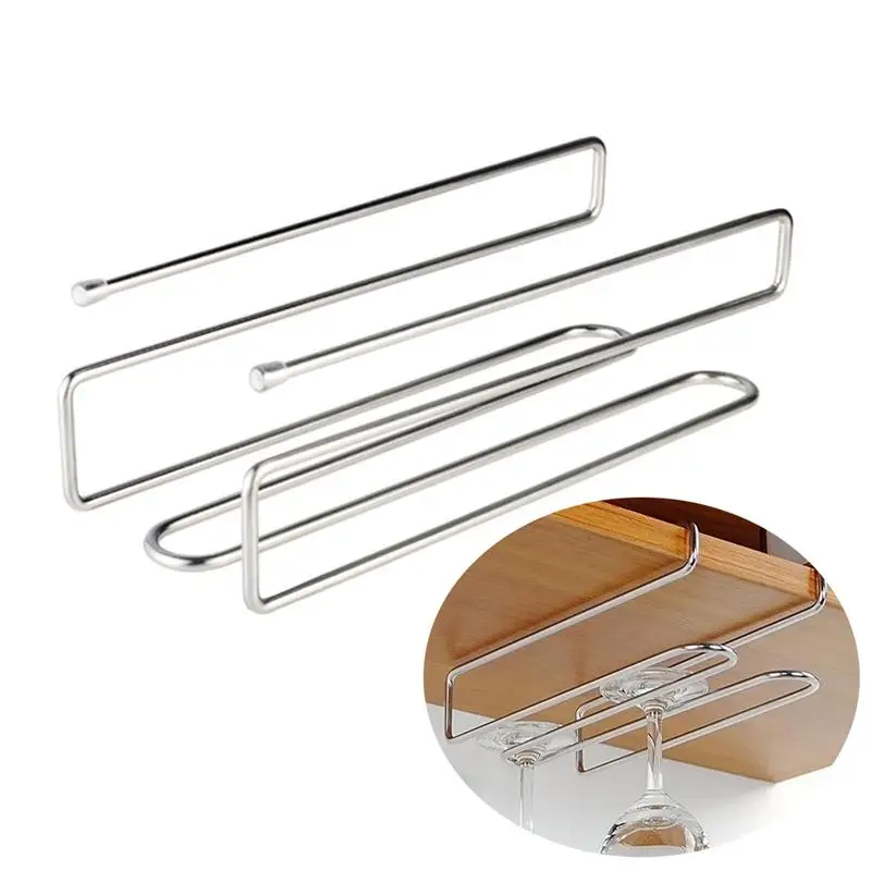 Rail Wine Glass Stemware Rack Holder Cabinet Shelf Wine Hanger