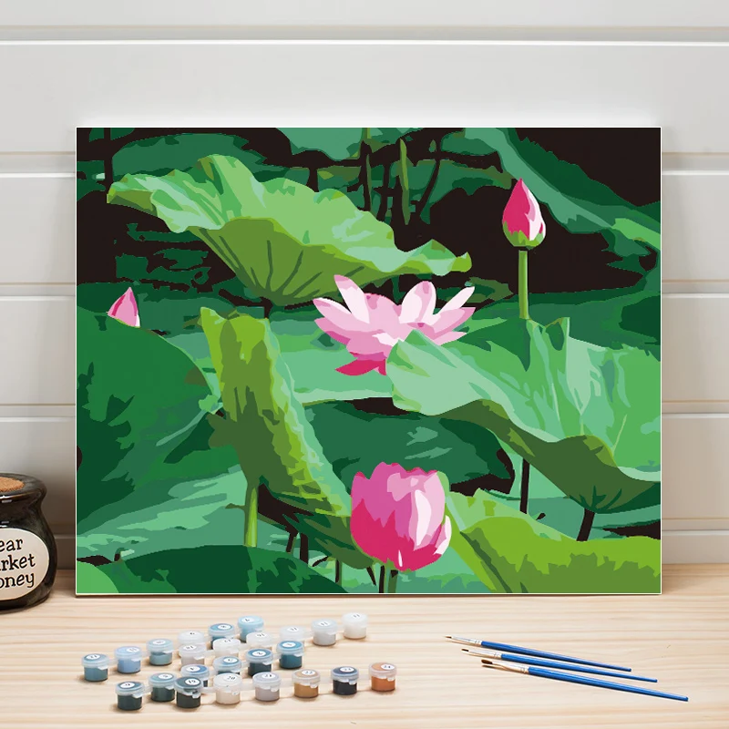 

Paint By Numbers Acrylic Flower On Linen Canvas DIY Coloring Digital Module Picture For Living Room Wall Wedding Decoration Arts