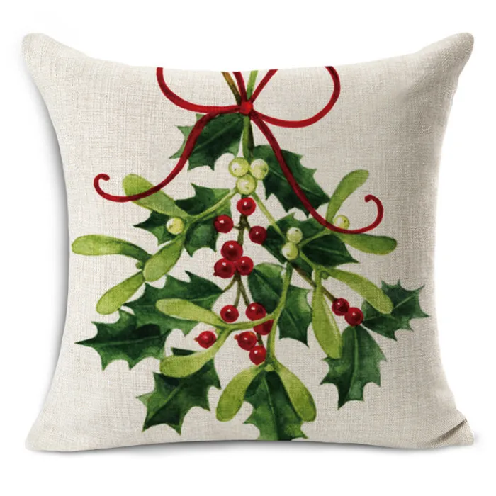 Merry Christmas Linen Cushion Cover Decorativi Almofadas Decorative Pillows Cover For Chair Car Cojines Decorativos Para Sof
