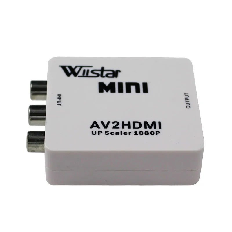 

Wiistar Free Shipping RCA AV to HDMI Converter Adapter Mini Composite CVBS to HDMI AV2HDMI Converter in Retail Package 1080P