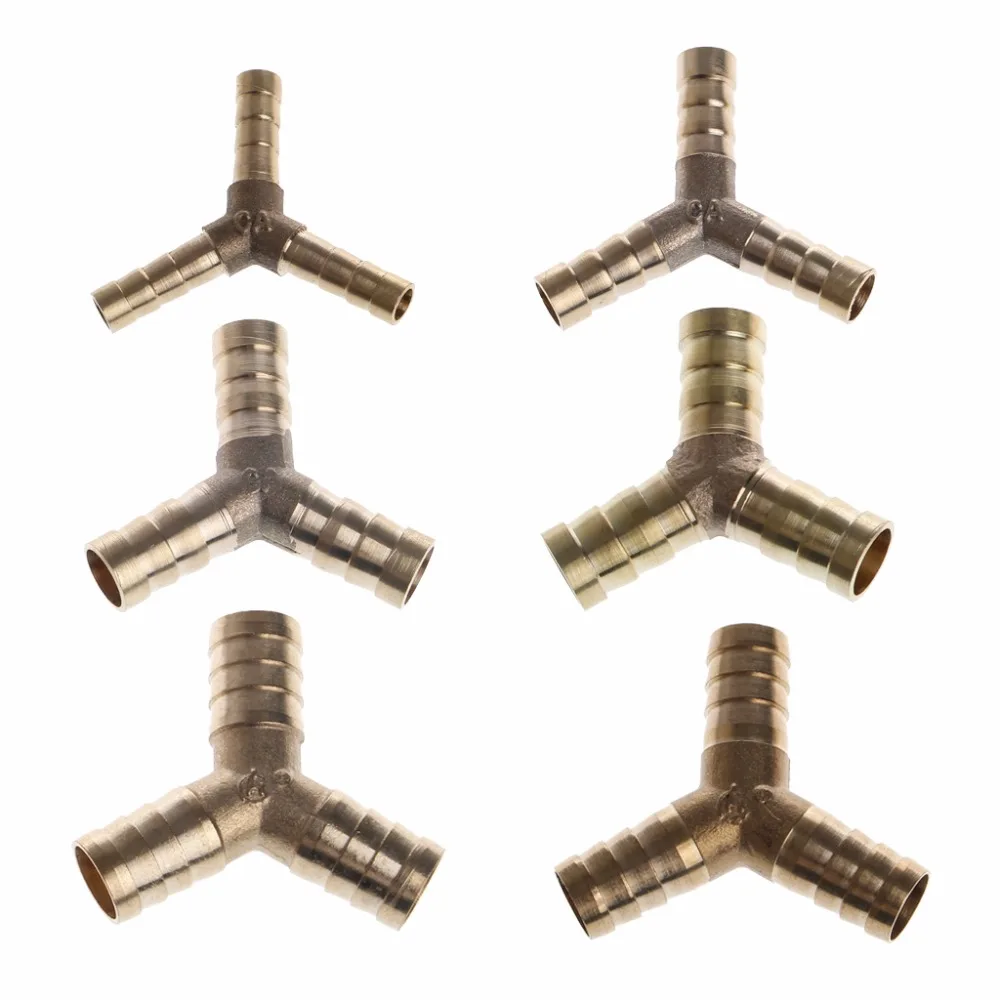 

OOTDTY 2017 NEW 6-16mm Brass Y Piece 3 Way Fuel Hose Joiner Connector For Air Oil Gas JUN05_20