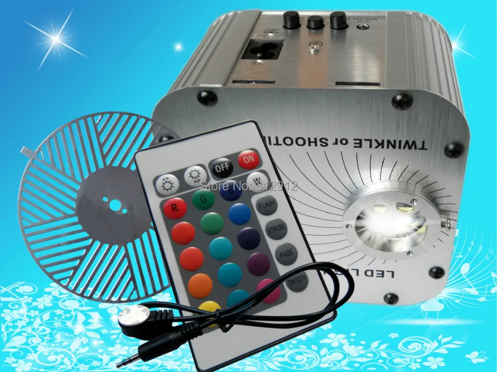27w LED RGB fiber optic illuminator with 24key IR remote and running water wheel AC100 240V