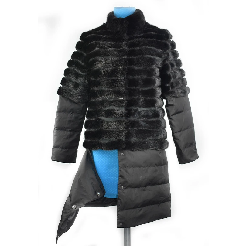 

2019 new real mink fur coat detachable sleeve bottom jacket coat transform removable women natural fur coat thick warm street