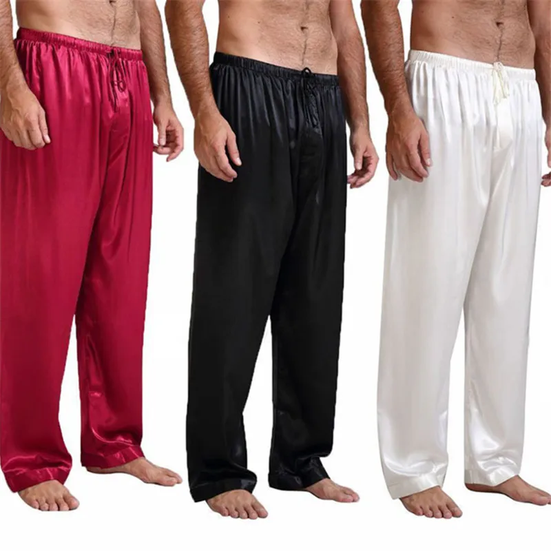 Новинка, брендовая модная мужская шелковая атласная пижама, штаны для сна, одежда для сна, одежда для сна, брюки