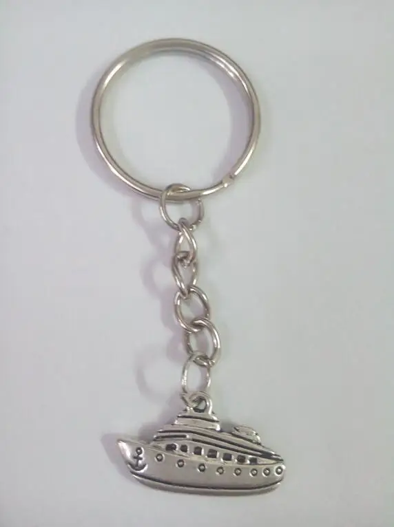 DIY Key Chain Ancient Silver Pirate Ship Boat Charm Pendant Key Ring