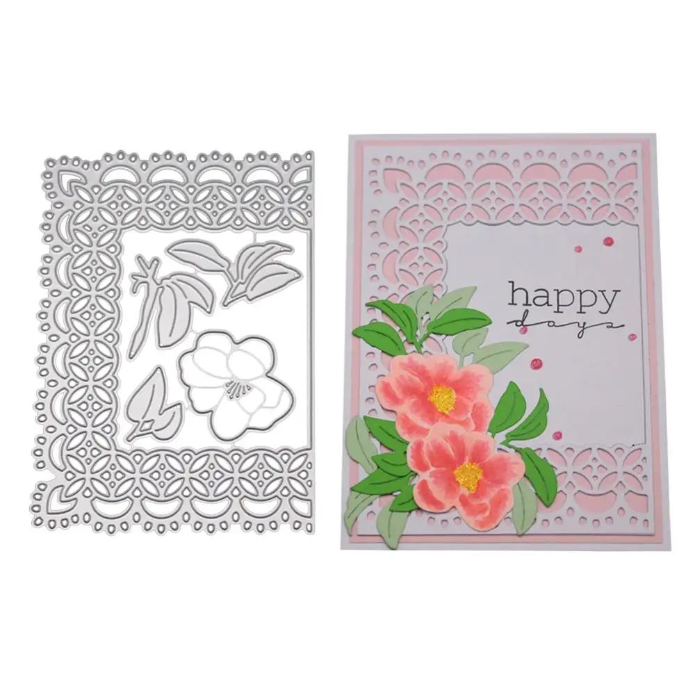 

Lace Rectangle Metal Cutting Dies Stencil For DIY Scrapbooking Embossing Paper Cards Crafts Diecuts Flower Stamps And Dies 2019