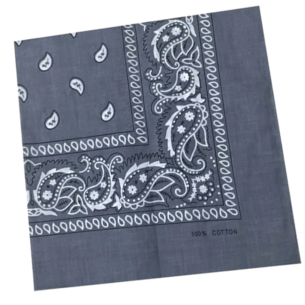 100% Cotton Fashion Bandana Multipurpose Paisley Printing Cowboy Bandanas Square Scarf Headbands Necktie for Men Women 55 x 55cm