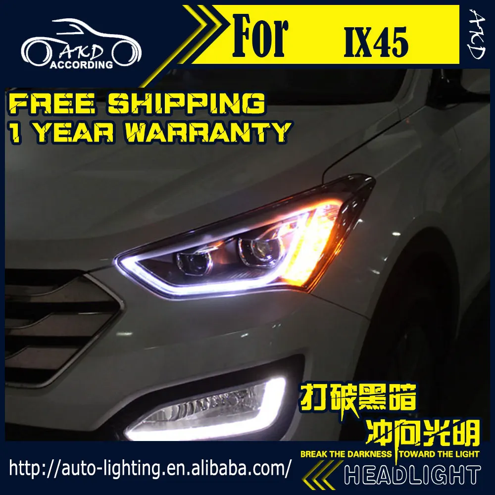 AKD автомобильный Стайлинг Головной фонарь для hyundai IX45 фары 2013- Santa Fe светодиодный фары DRL H7 D2H Hid биксеноновый луч
