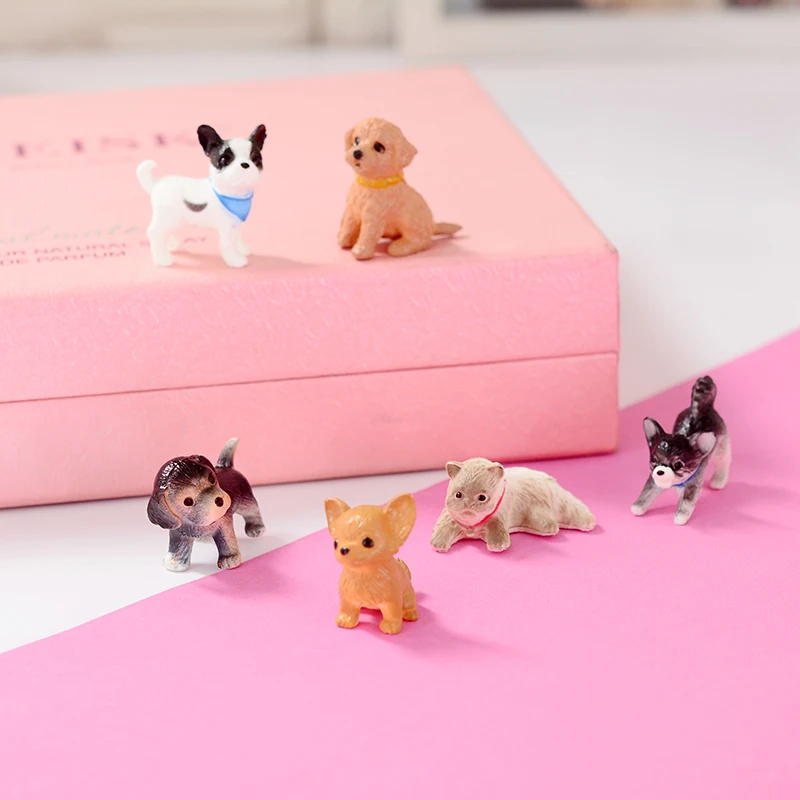 

15Pcs/1Lot Cartoon Plastic Cute Mini Animal Model Husky Bulldog Dolls Lovely Design Cat Dog Kids Children Toy